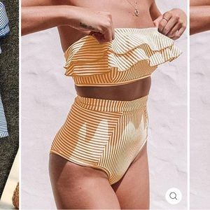 NWOT orange striped bikini size medium